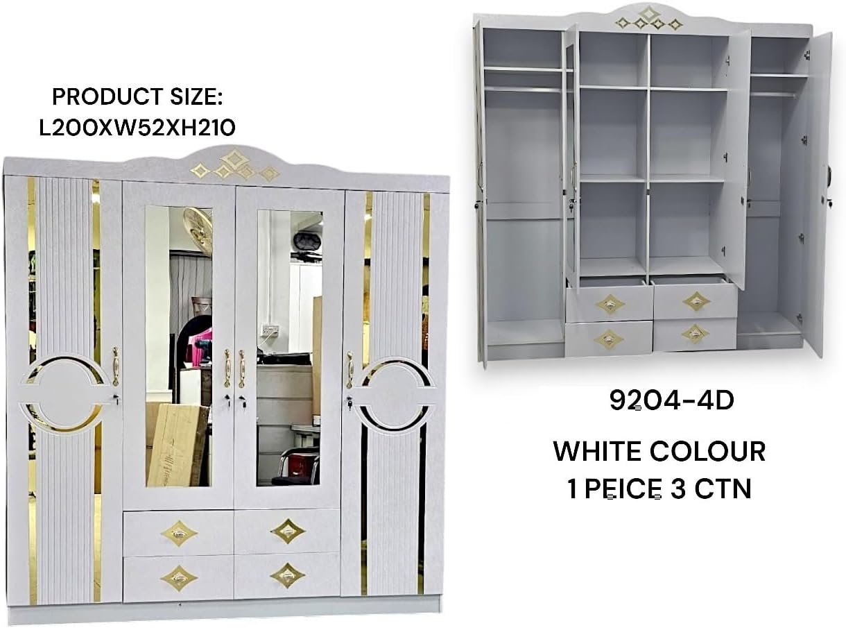 Agvan 4 Door Wardrobe With Mirror