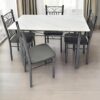 Modern Design 1+4 White Dining Table Set with Marble Top