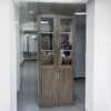 Redew Modern Wooden File Cabinet & Book Shelf Glass Door Walnut karkie