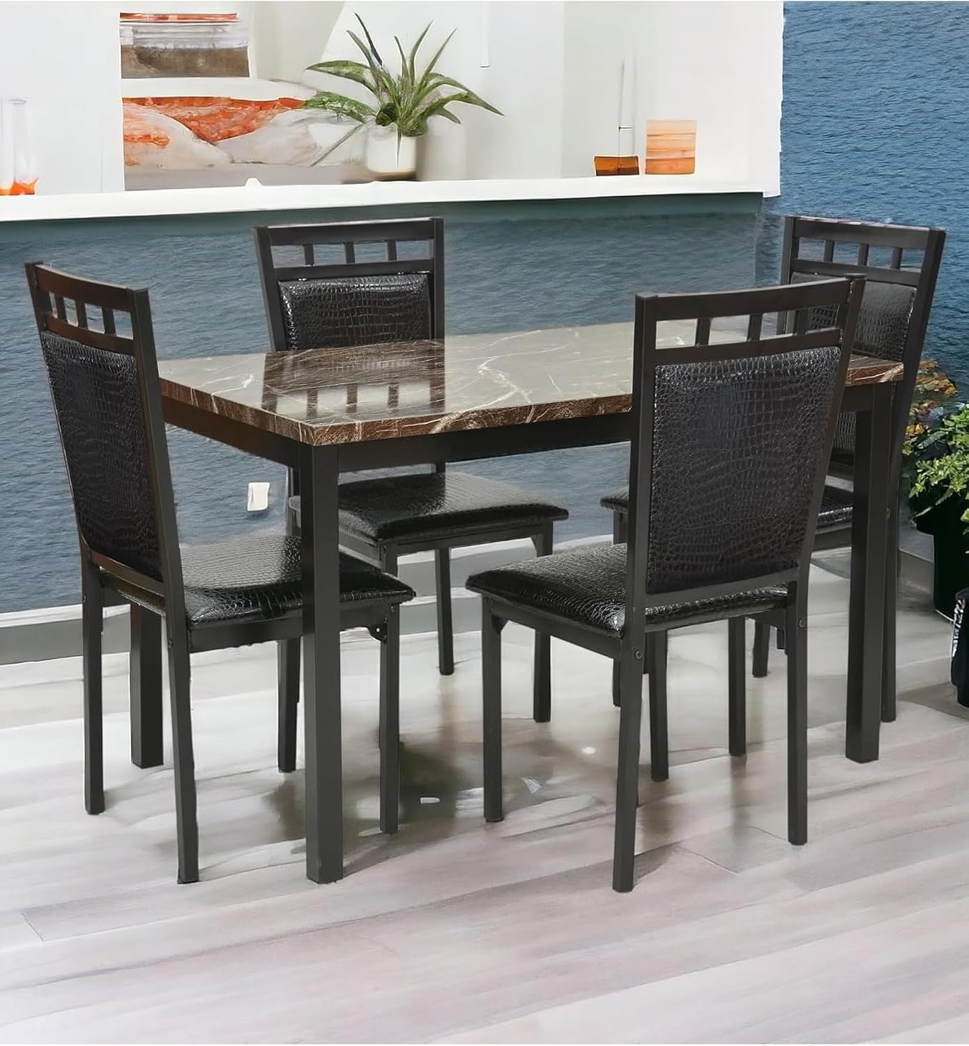 Divla Modern Design Chipboard and Metal Dining Table Set
