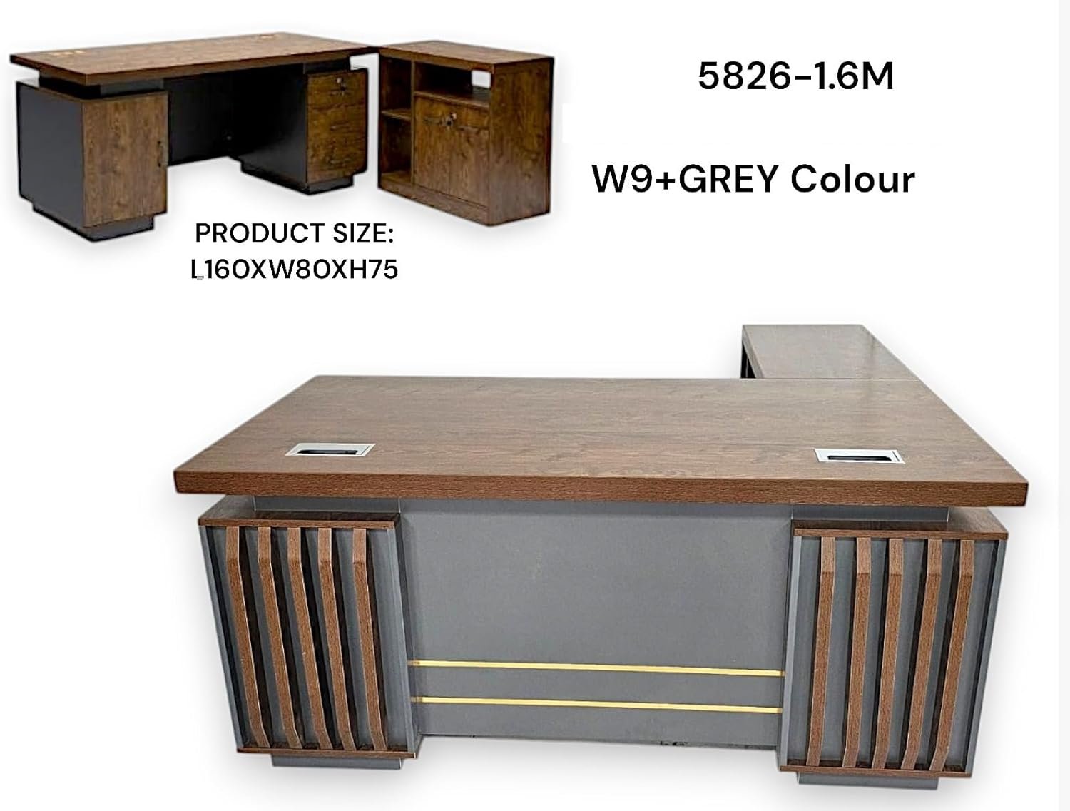 Ravdo Modern Office Table, Office Desk, Computer Table with side table and Drawer 160 cm