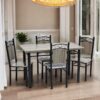 Wooden Steel Dining Table Set Grey
