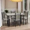 Wooden Steel Dining Table Set Grey