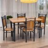 Dining Table Set Wooden Steel Oak