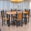 Dining Table Set Wooden Steel Oak