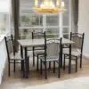 Wooden Steel Dining Table Set Grey
