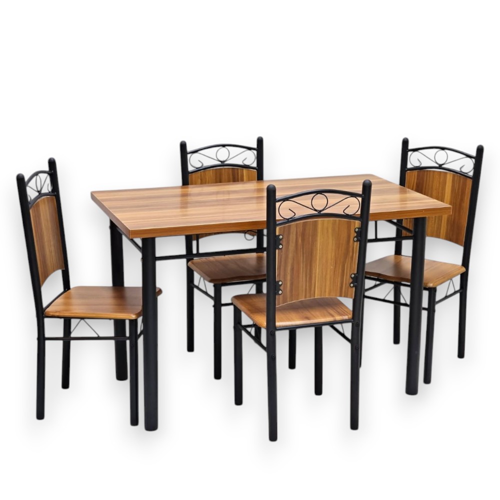 Dining Table Set Wooden Steel Oak
