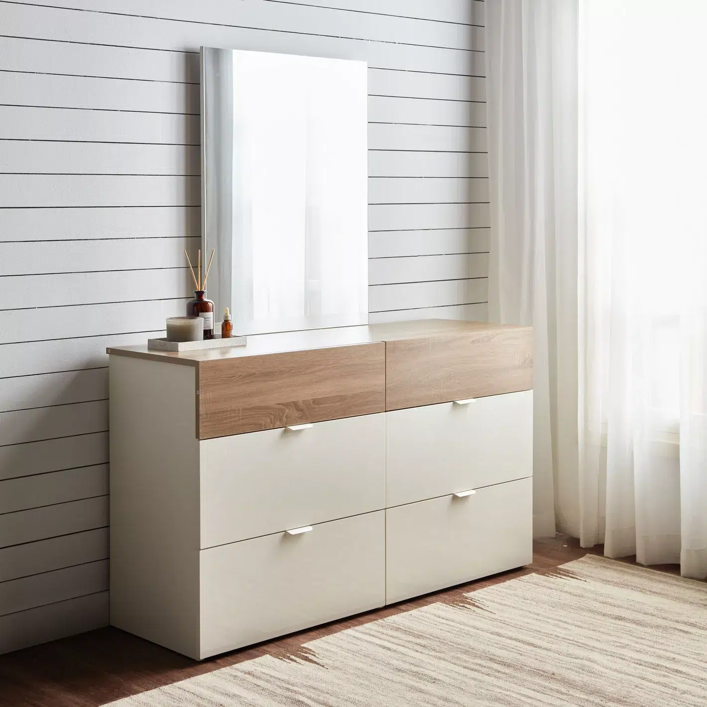 Homezie Dresser with Mirror and Drawers