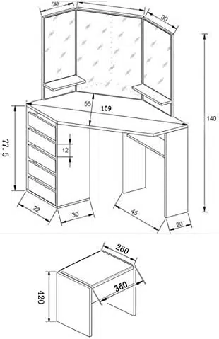 Tavido Dressing Unit with Mirror