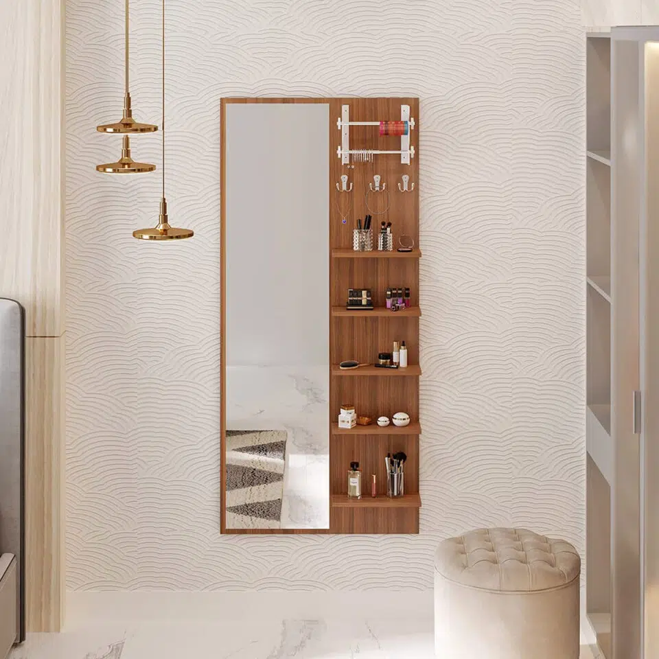 Klupio Wall mount dressing table – Mirror with shelves