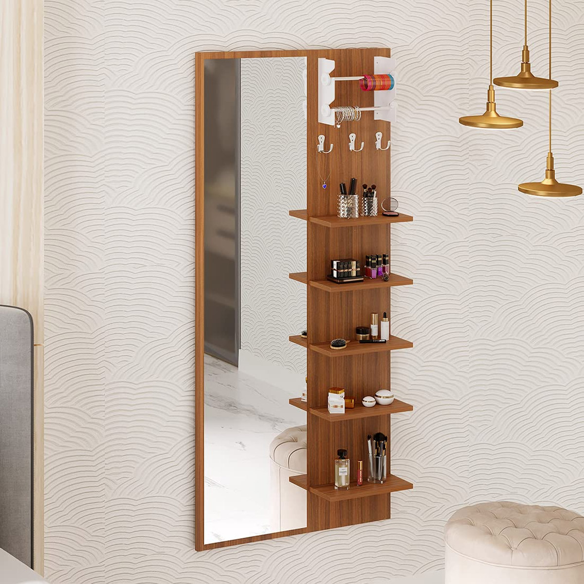 Klupio Wall mount dressing table – Mirror with shelves