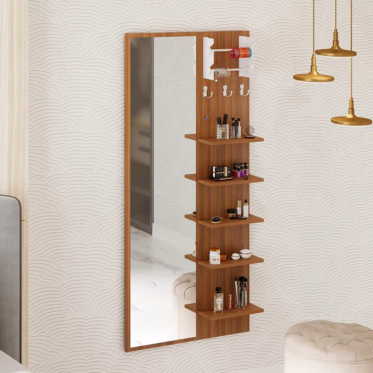 Klupio Wall mount dressing table – Mirror with shelves