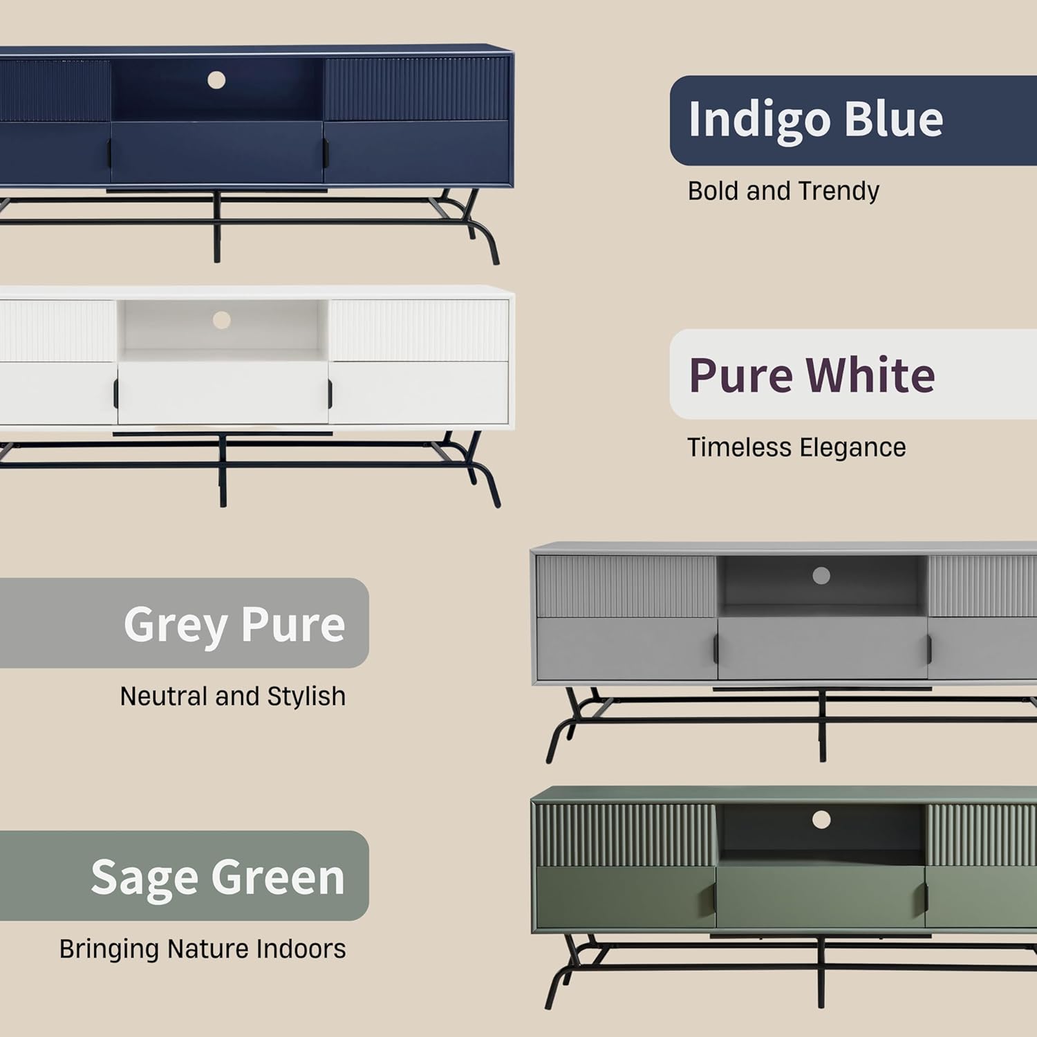 Vio 3-Drawer Media Cabinet TV Stand