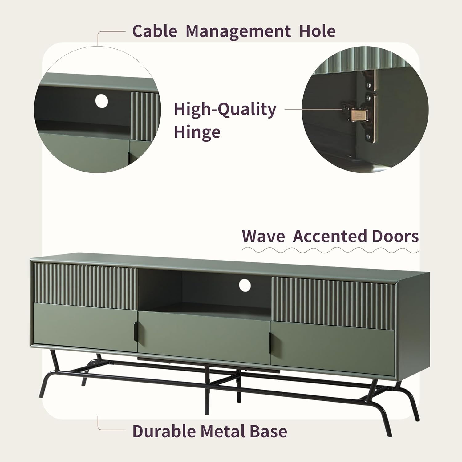 Vio 3-Drawer Media Cabinet TV Stand