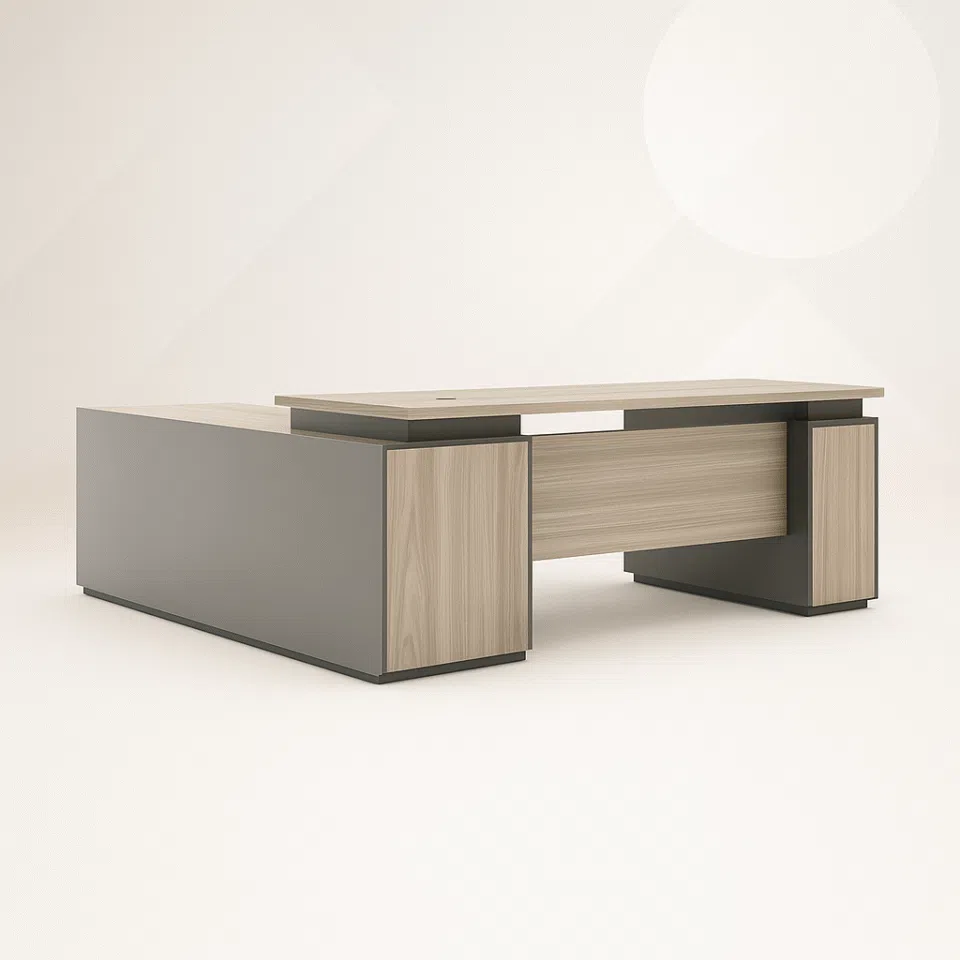 Girtia Executive L-Shape Office Desk – Modern Computer Workstation Table
