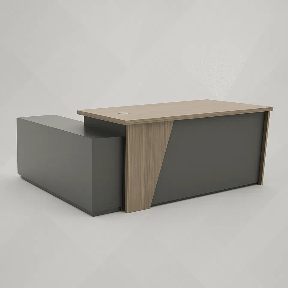 Optimar Executive L-Shape Office Desk – Modern Computer Workstation Table