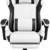 Ergonomic Gaming Chair with Footrest – High Back Recliner Office Chair with Lumbar Support & Headrest Pillow, Adjustable Swivel Rolling Chair