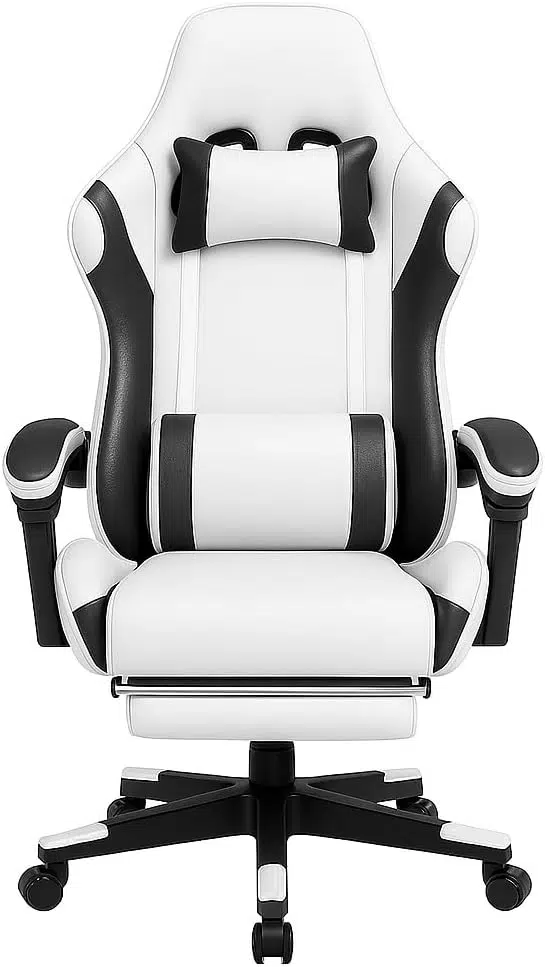 Ergonomic Gaming Chair with Footrest – High Back Recliner Office Chair with Lumbar Support & Headrest Pillow, Adjustable Swivel Rolling Chair