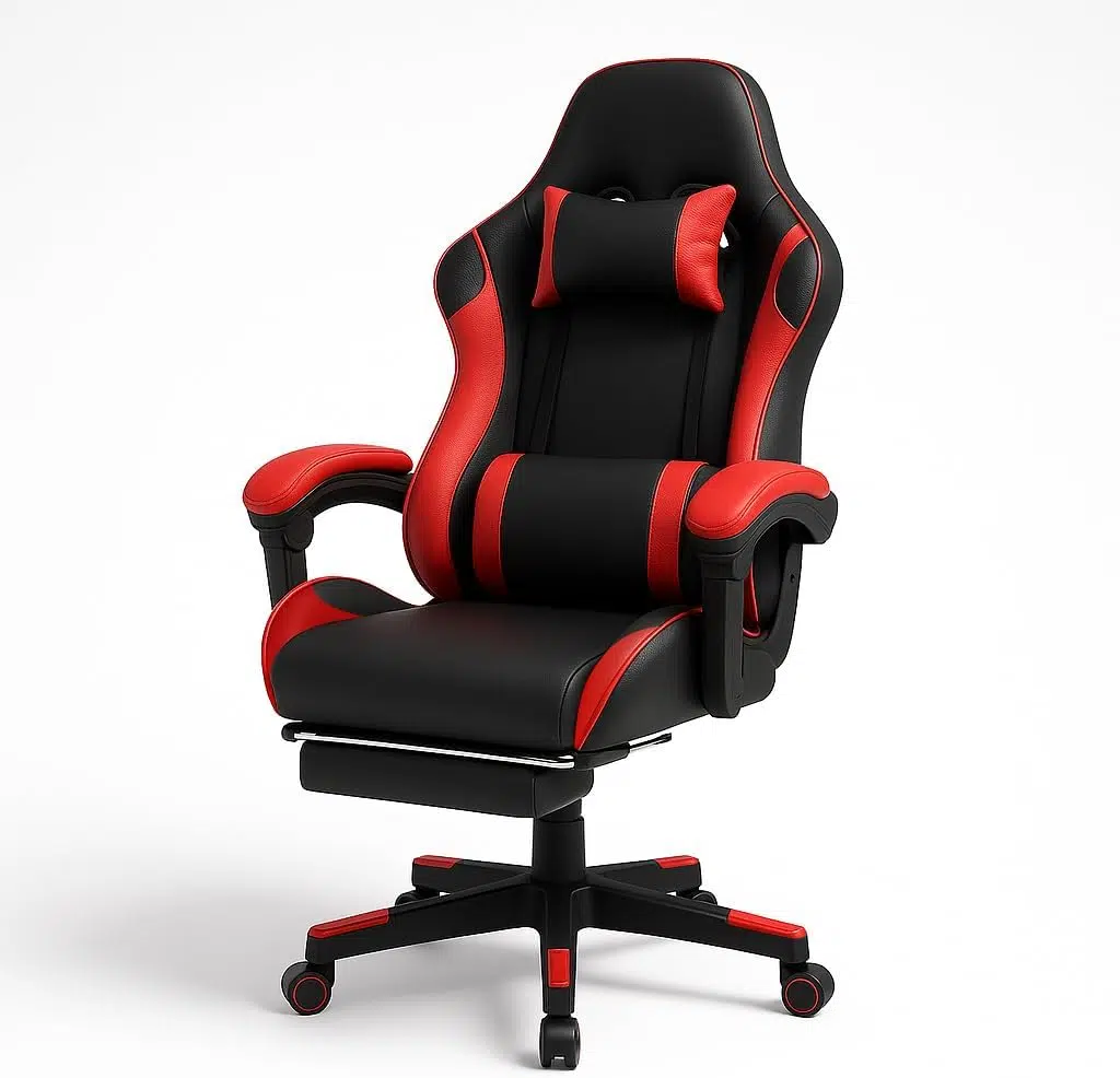 Ergonomic Gaming Chair with Footrest – High Back Recliner Office Chair with Lumbar Support & Headrest Pillow, Adjustable Swivel Rolling Chair