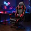 Ergonomic Gaming Chair with Footrest – High Back Recliner Office Chair with Lumbar Support & Headrest Pillow, Adjustable Swivel Rolling Chair