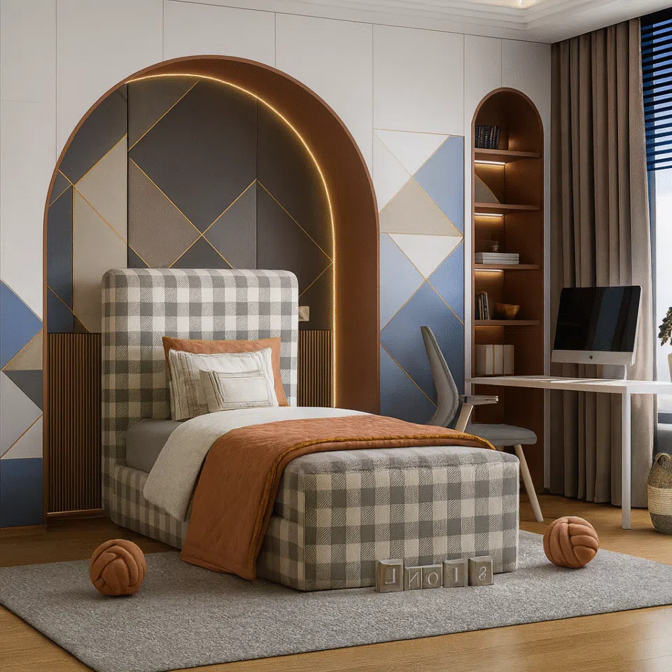 Checkered kids Bed
