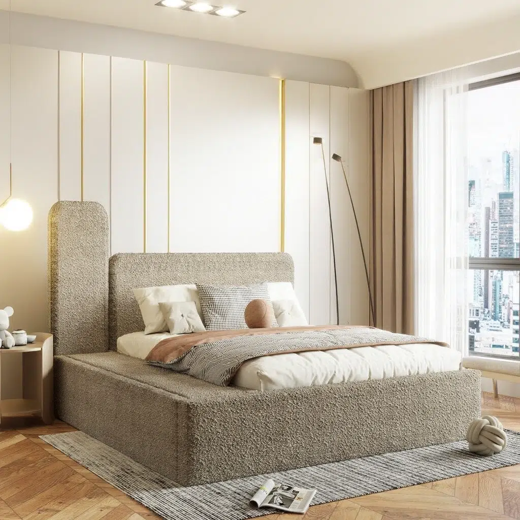 Scandi Bouclé Bed Frame