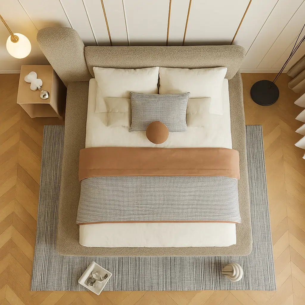 Scandi Bouclé Bed Frame
