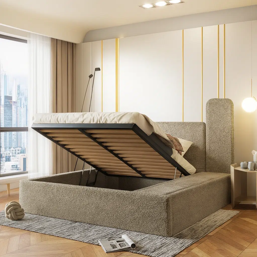 Scandi Bouclé Bed Frame