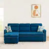 Hunter V2 3-Seater Diwan Sofa Cum Bed with Convertible Left/Right Chaise & In-Built Storage | Textured Finish | Space-Saving Living Room Furniture