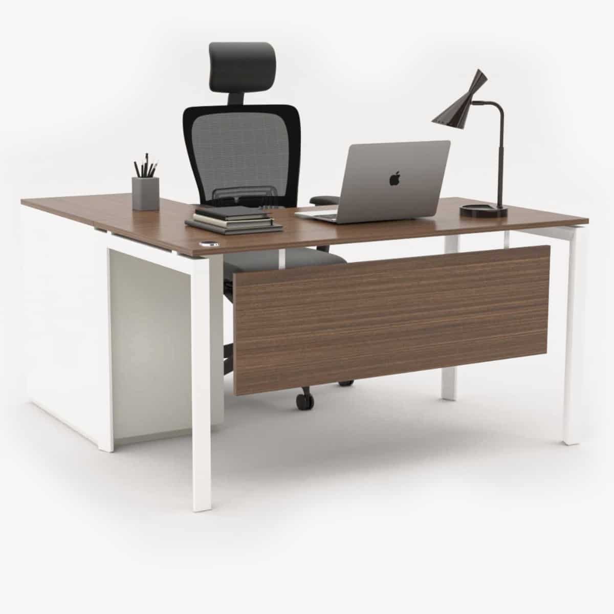 Novaz L-Shape Executive Desk with Built-In Storage