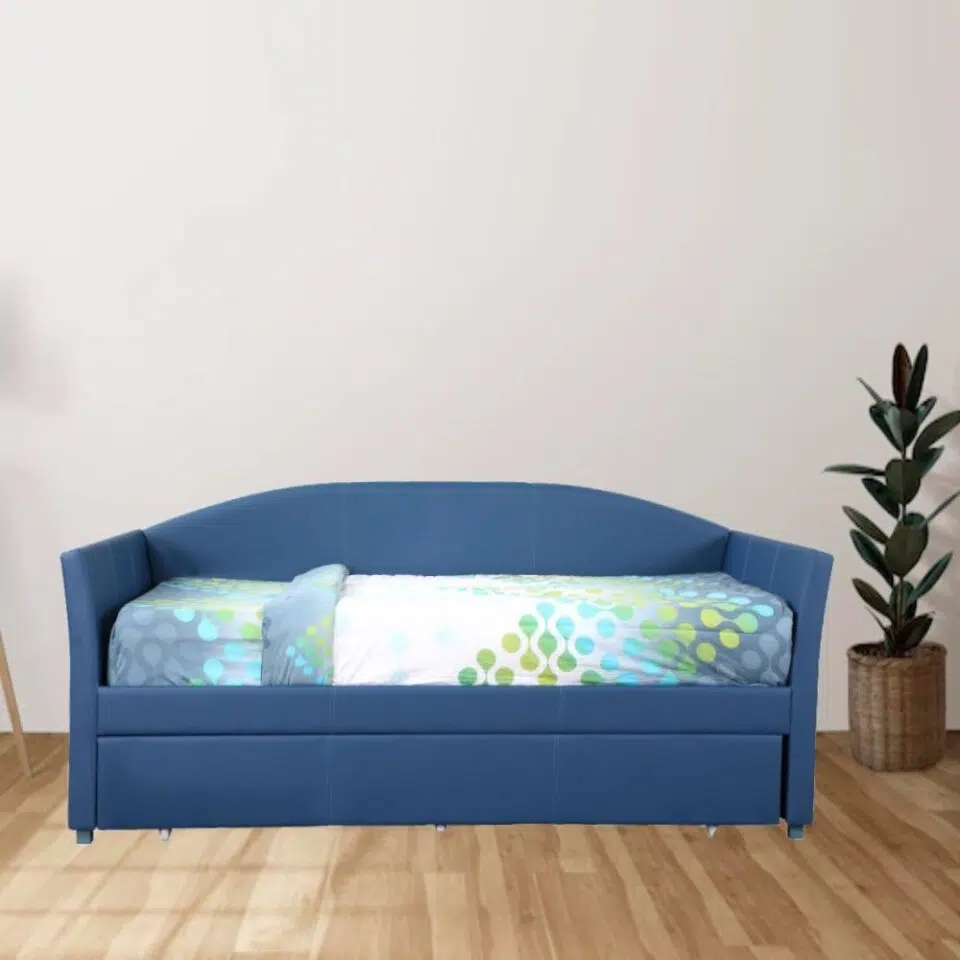 VELORA Faux Leather Daybed with Trundle…