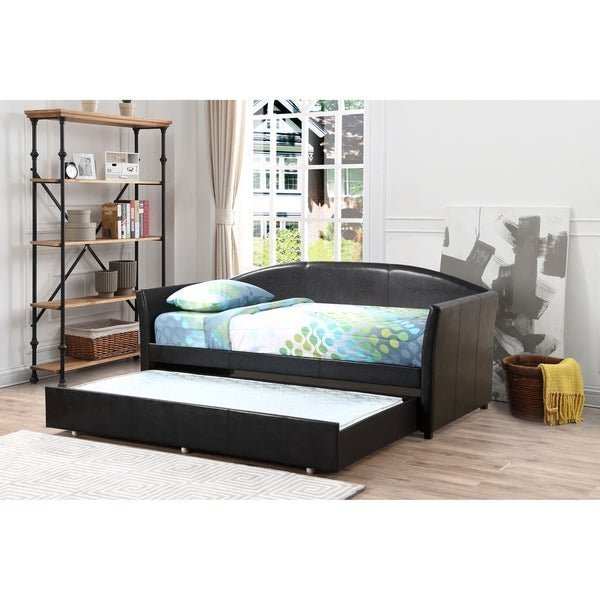 VELORA Faux Leather Daybed with Trundle