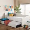 FENLOR Contemporary Faux Leather Daybed with Trundle