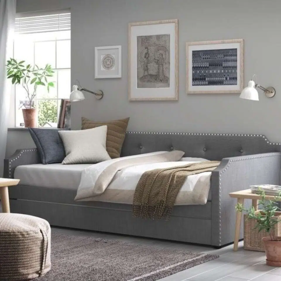 TAVIRA Upholstered Daybed with Trundle