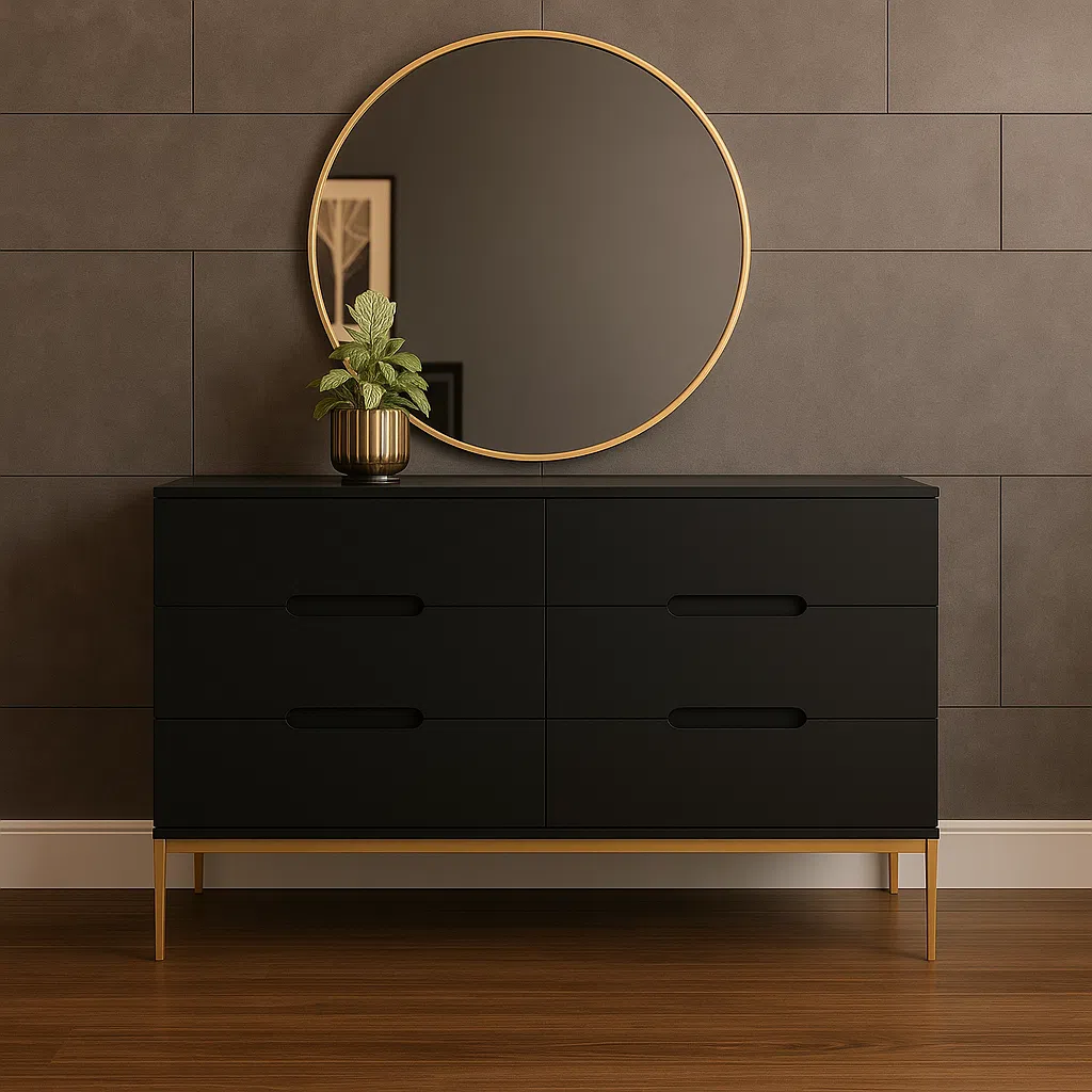 Luxury Lagoon 5-Piece Black & Gold Bedroom Set