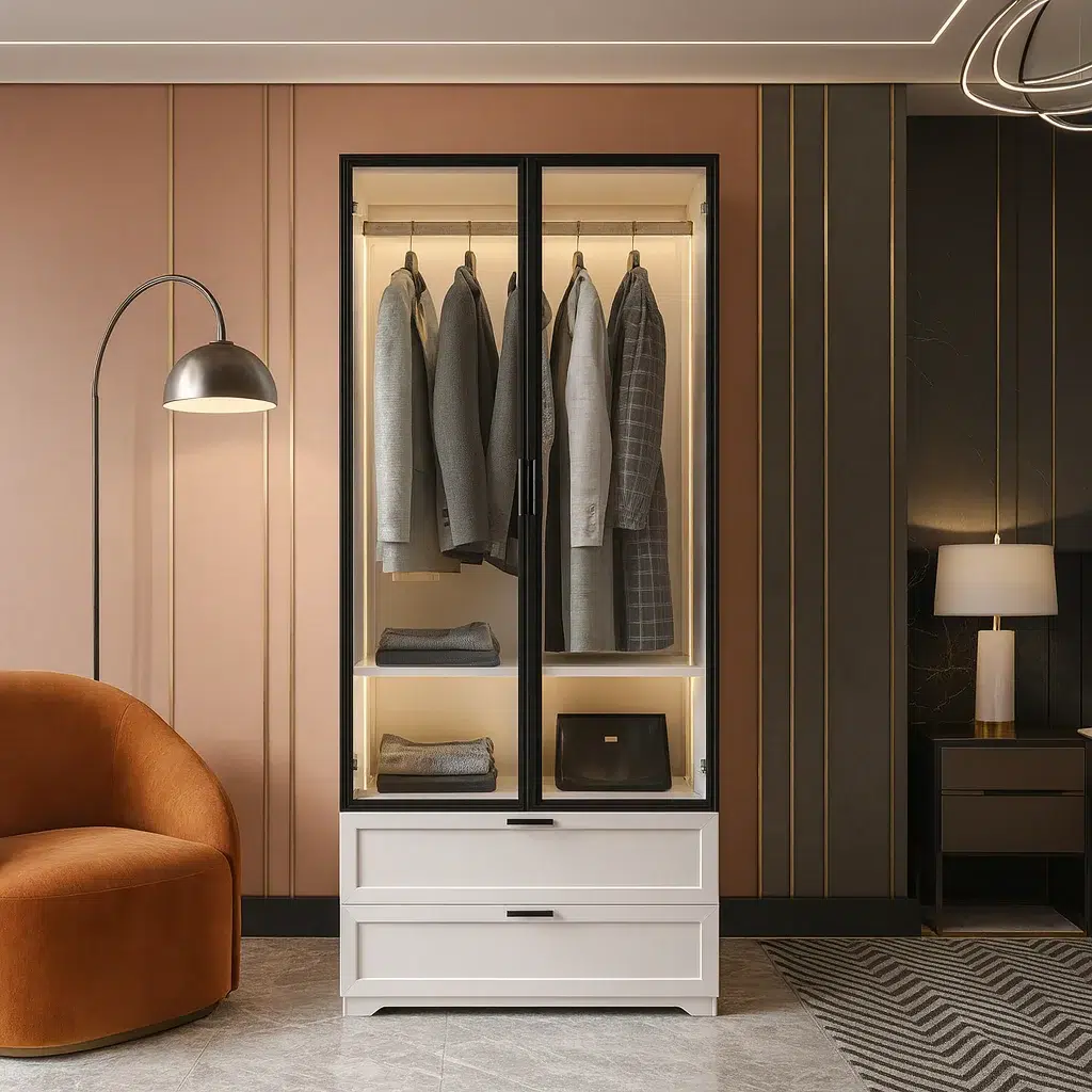 RAMAL Modern 2 Door Glass Wardrobe