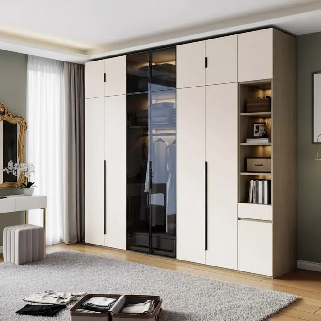 Modern Modular Wardrobe with Shelves & Full Storage System