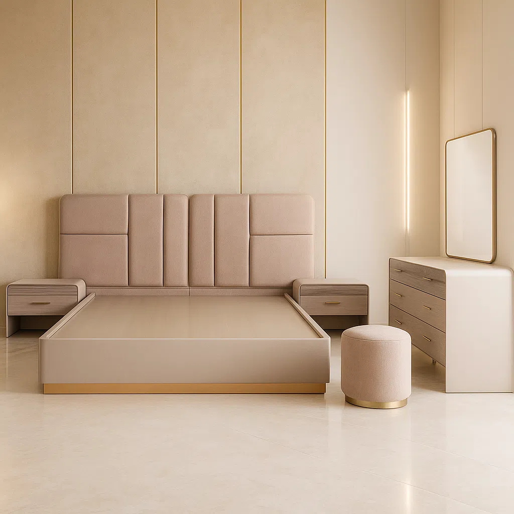 Luxury Nova 5-Piece Beige Modern Bedroom Set