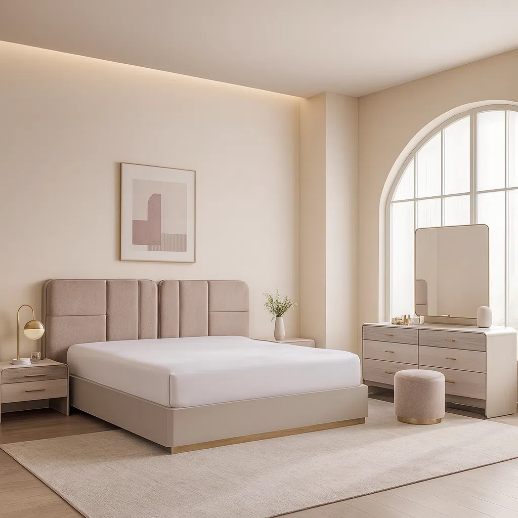 Luxury Nova 5-Piece Beige Modern Bedroom Set