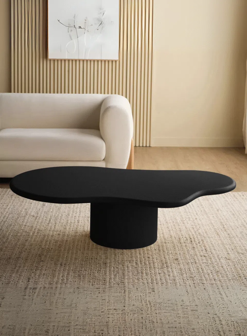 Luxury Black Cloud-Shape Coffee Table |  Modern Pedestal Style