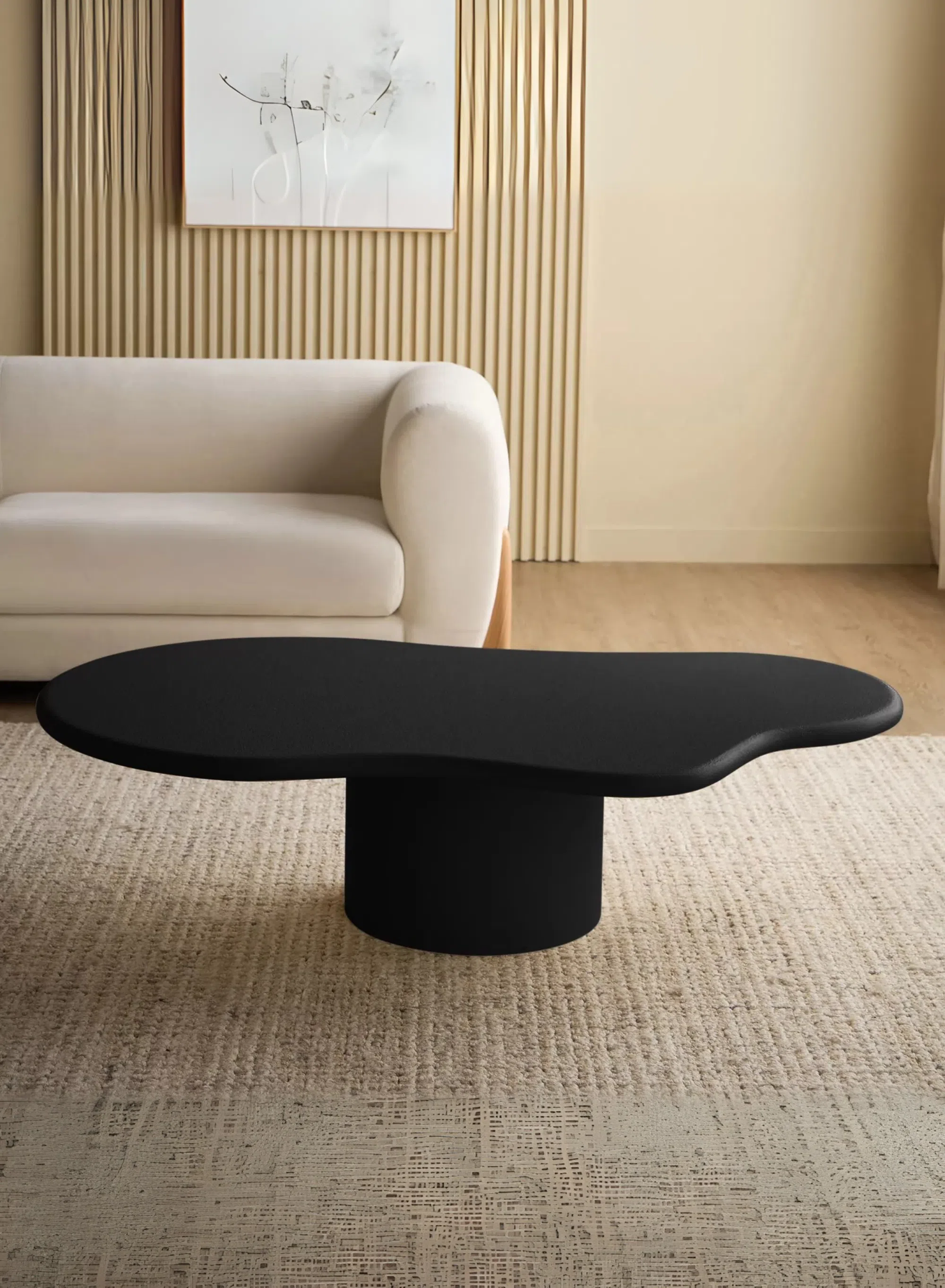 Luxury Black Cloud-Shape Coffee Table |  Modern Pedestal Style