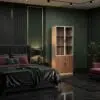 Modern Glass Door Wooden Wardrobe with Storage