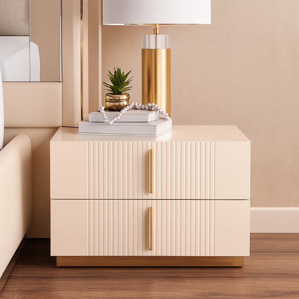 Luxury Verona 5-Piece Beige Bedroom Set with Vanity Mirror