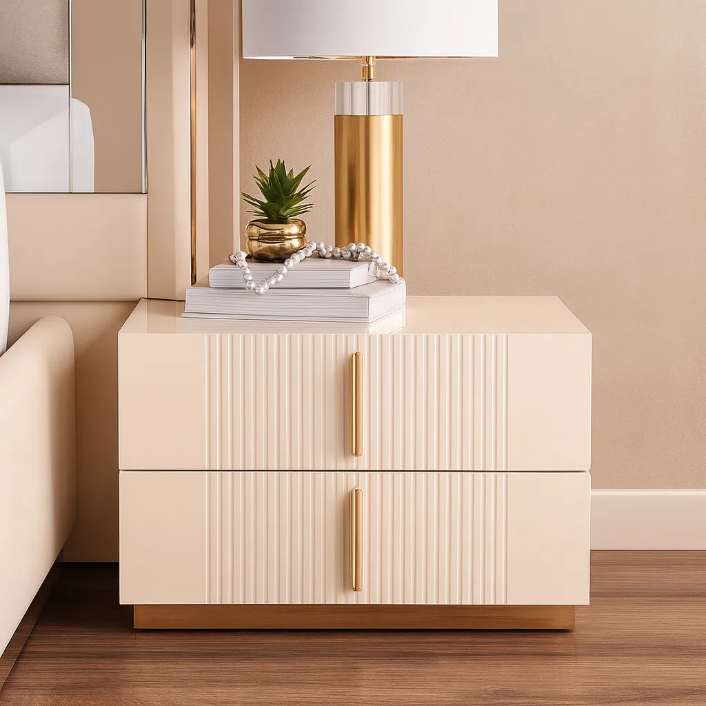 Luxury Verona 5-Piece Beige Bedroom Set with Vanity Mirror