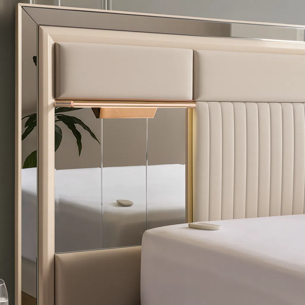 Luxury Verona 5-Piece Beige Bedroom Set with Vanity Mirror