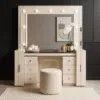 Luxury Verona 5-Piece Beige Bedroom Set with Vanity Mirror