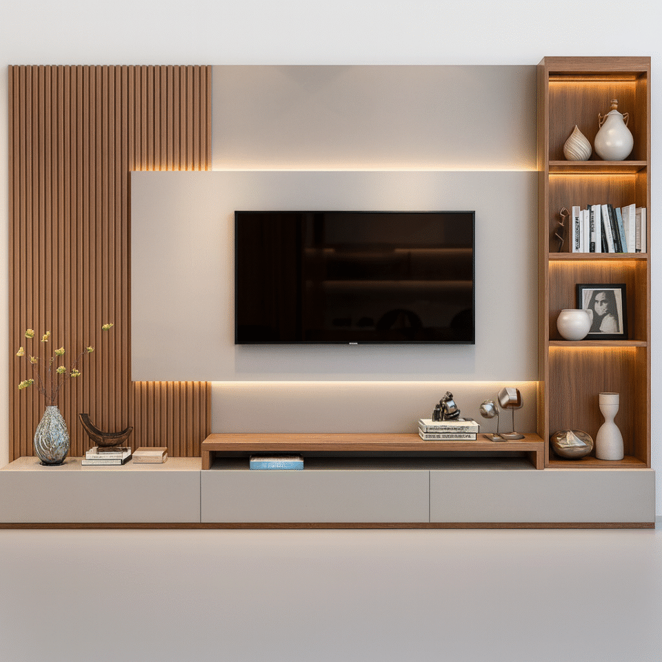 Sakhon LED Tv Media Wall Unit with Shelving…