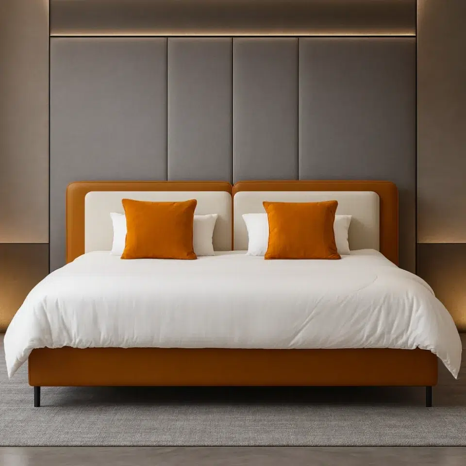 Calm Arc Two-Tone Upholstered Bed…