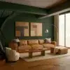 Cognac Sofa With Ottoman
