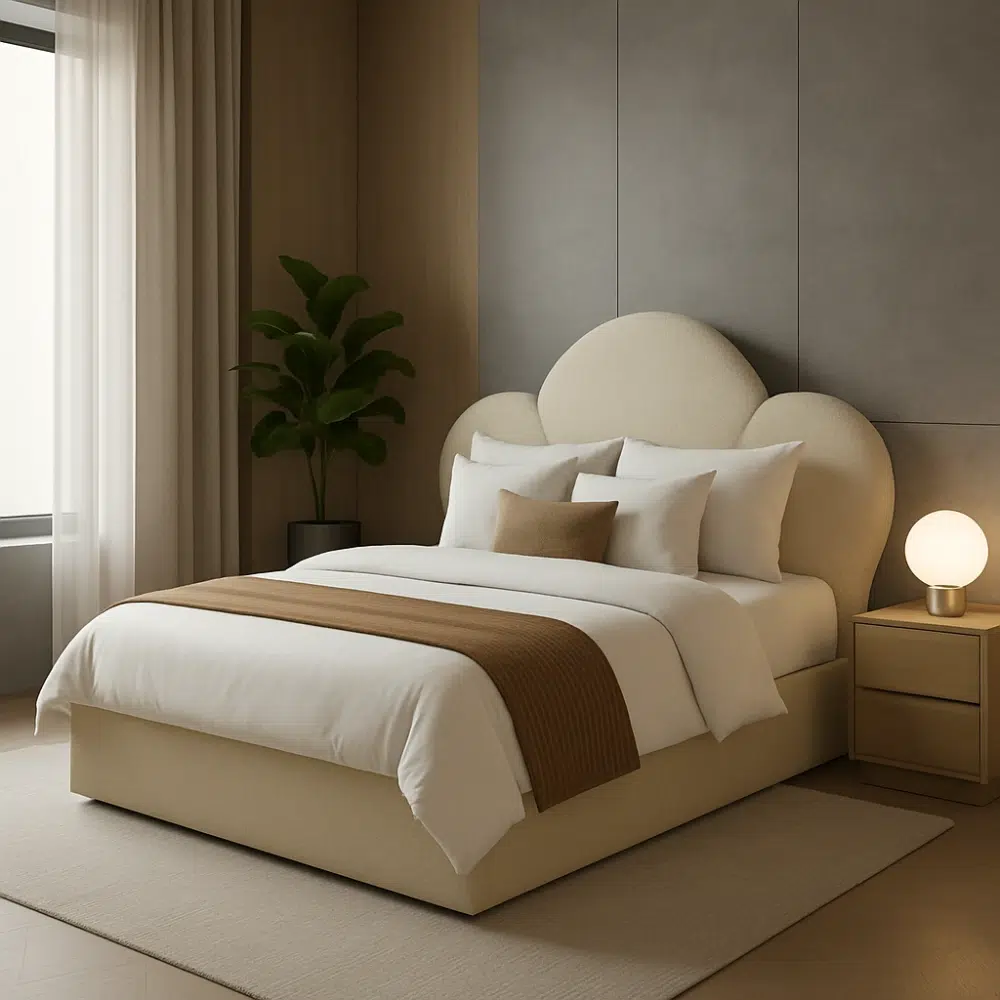 Flow Bouclé Cloud Headboard Bed
